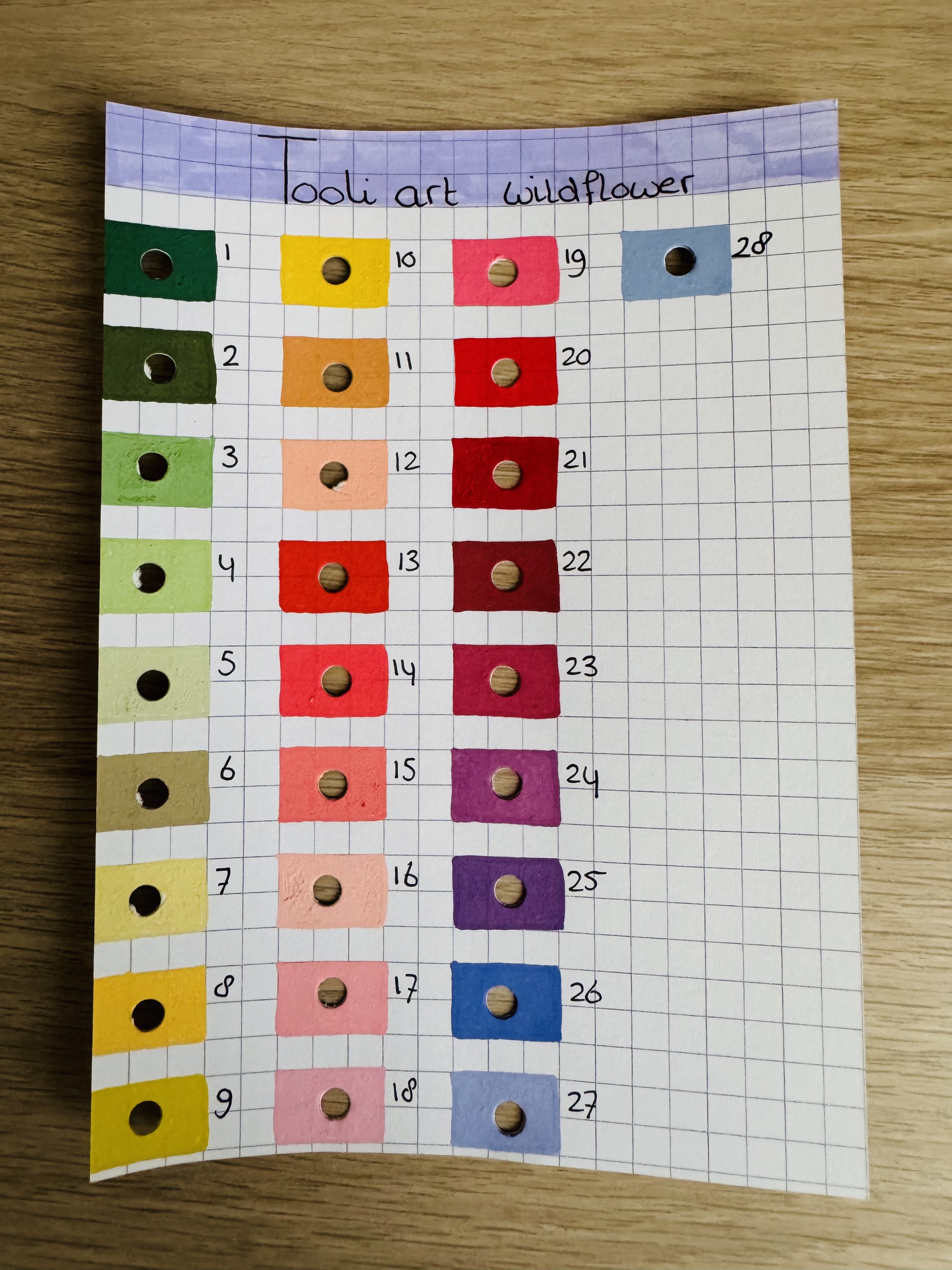 Swatches van alle kleuren in de Wildflower set