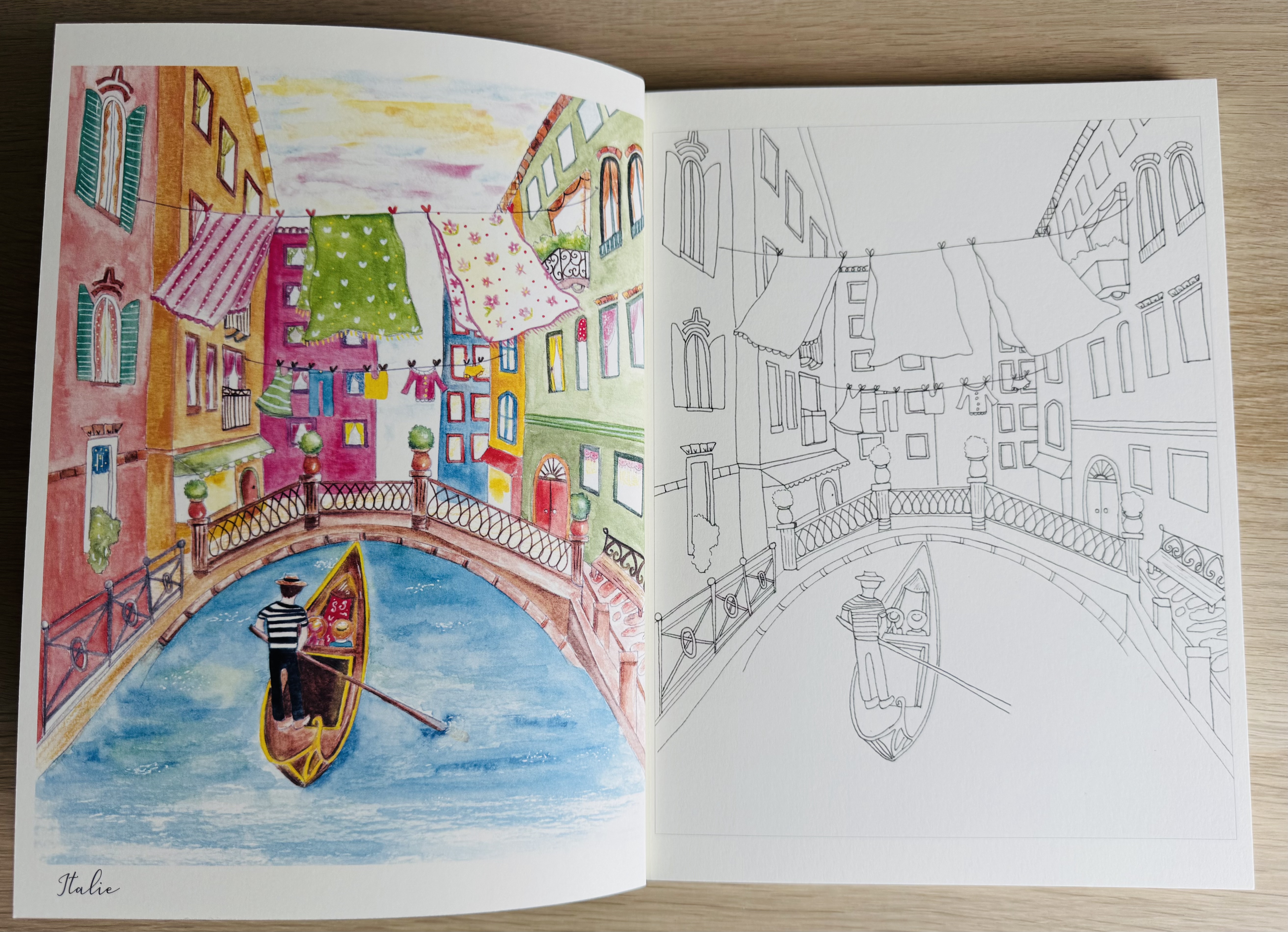 Voorbeeld van kleurplaat van gondel in Venetie