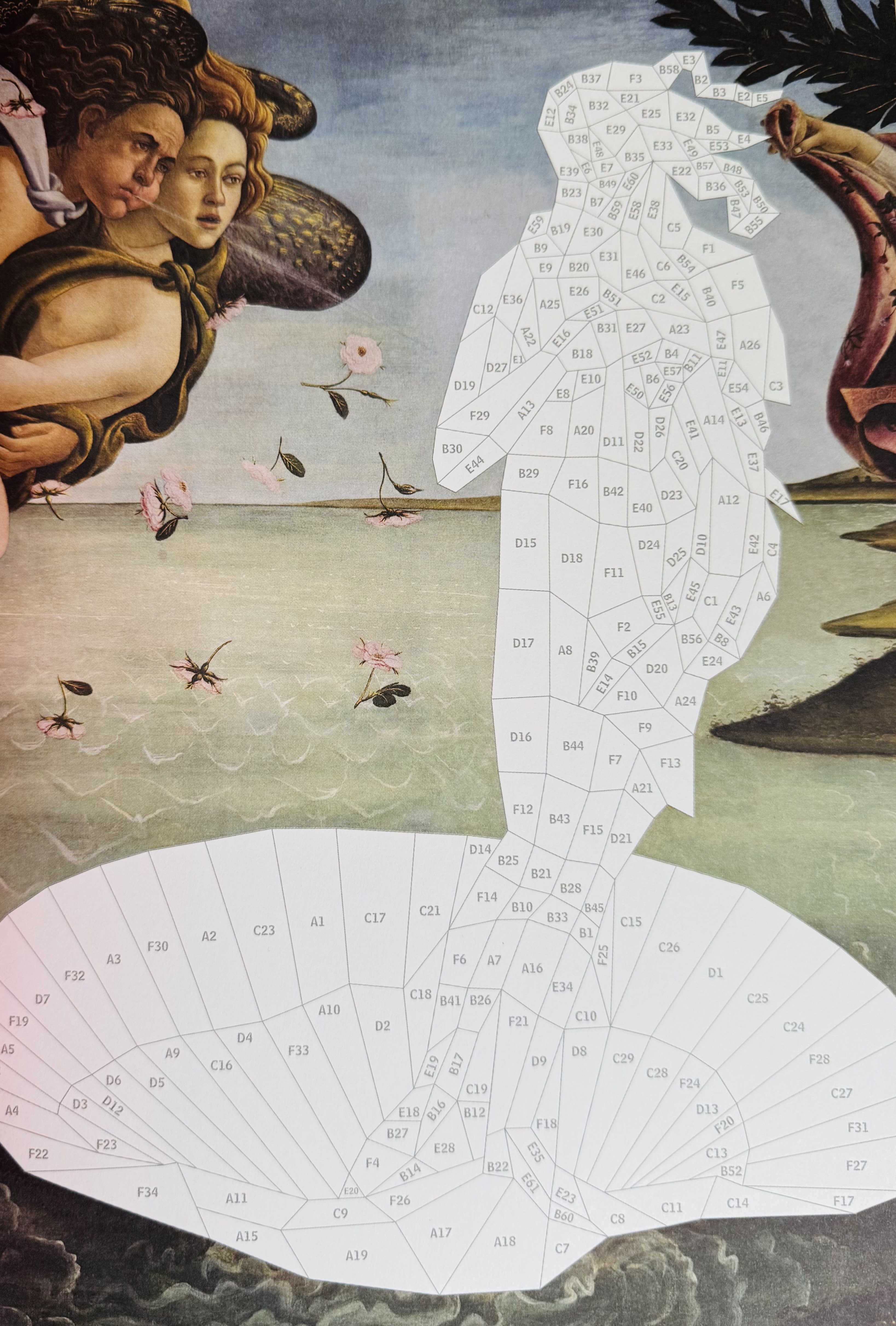 Foto uit paint by sticker masterpieces boek van de geboorte van Venus