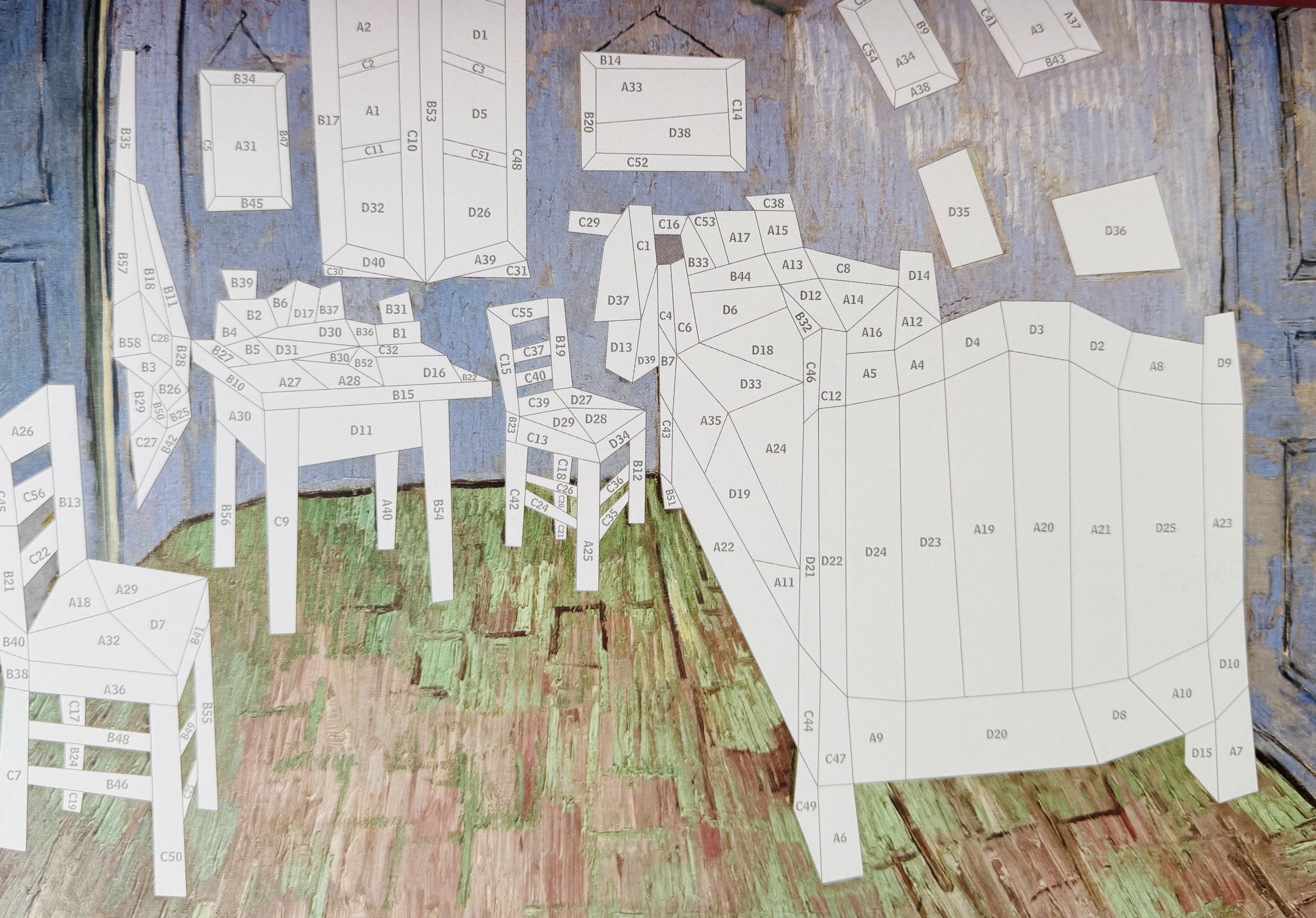 Foto uit paint by sticker masterpieces boek van de slaapkamer van Van Gogh