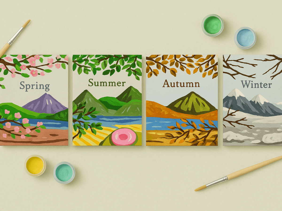 Vier mini-schilderijen, vier seizoenen – één heerlijk creatief&nbsp;jaar