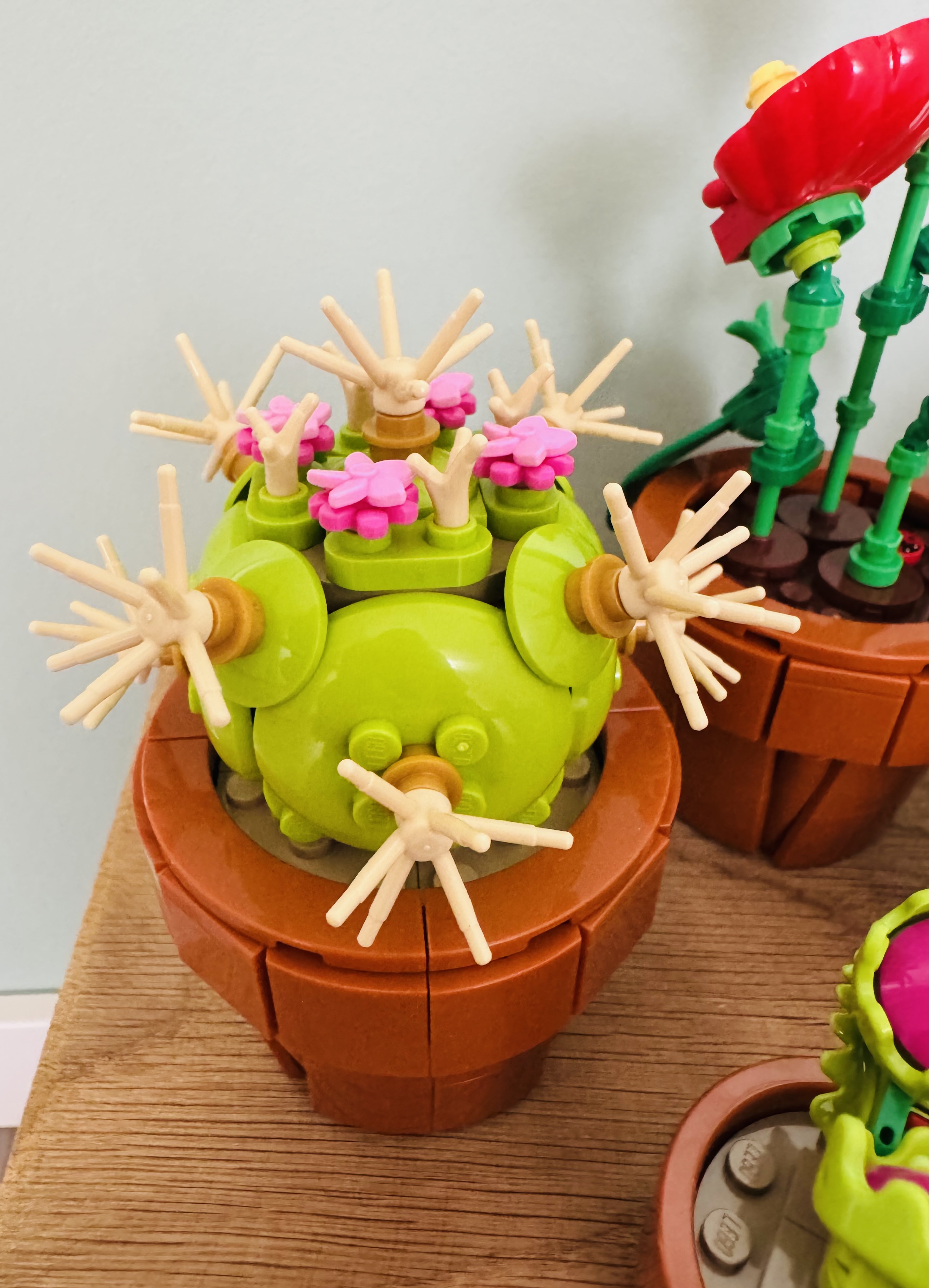 Close up van een LEGO mini cactus