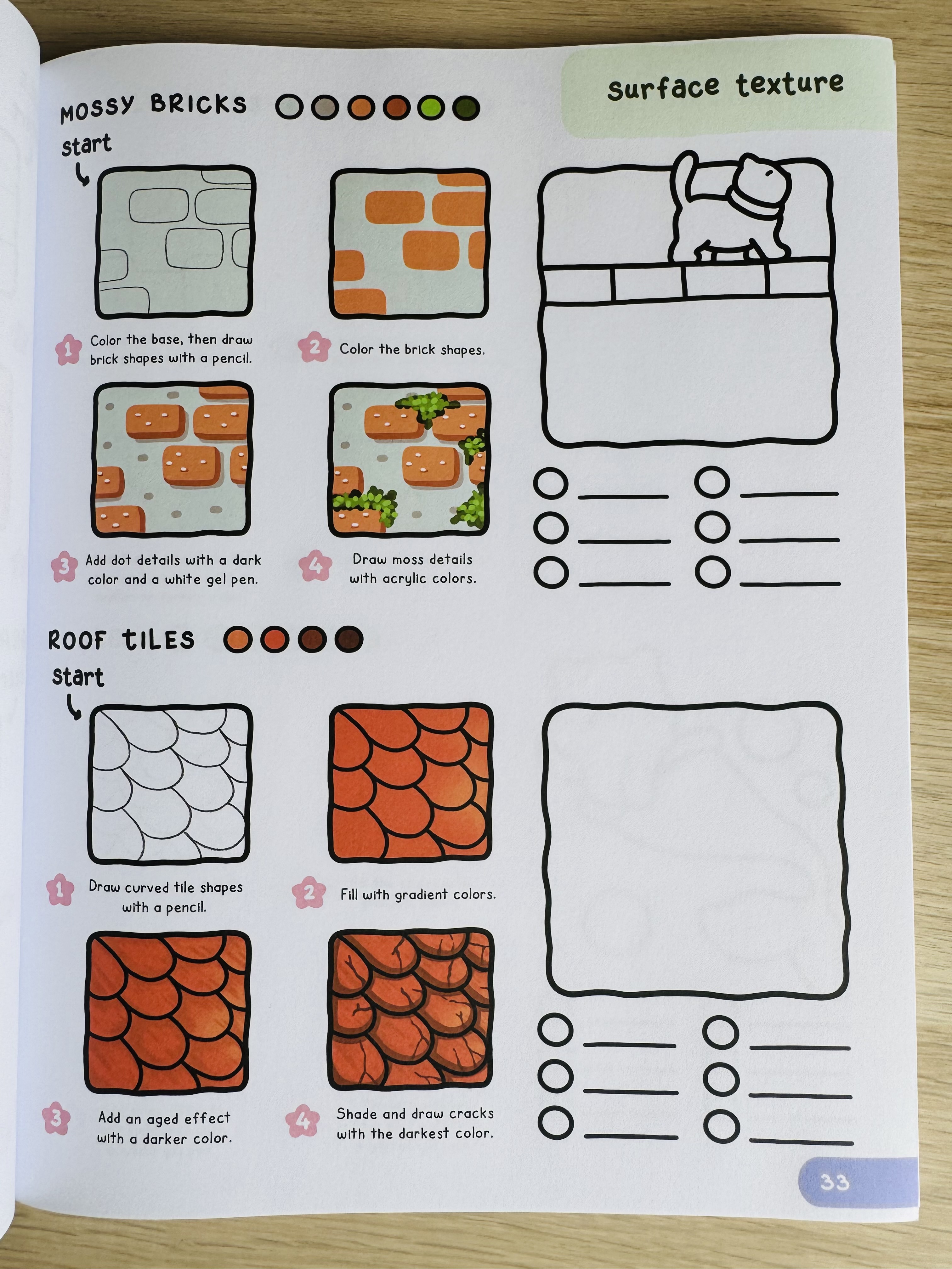 Pagina met bakstenen voorbeelden uit boek boek How to draw patterns