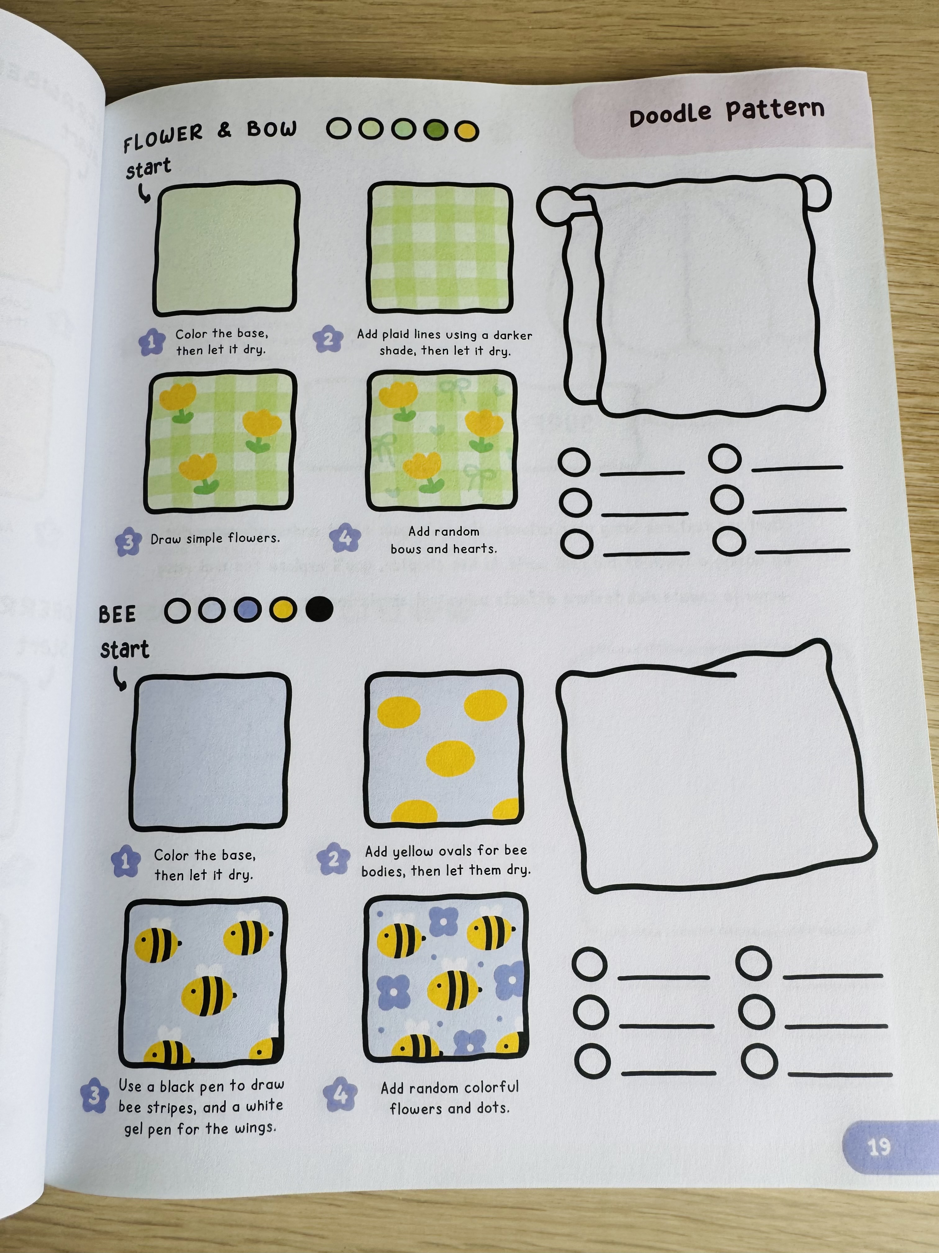 Pagina met patroon voorbeelden uit boek How to draw patterns