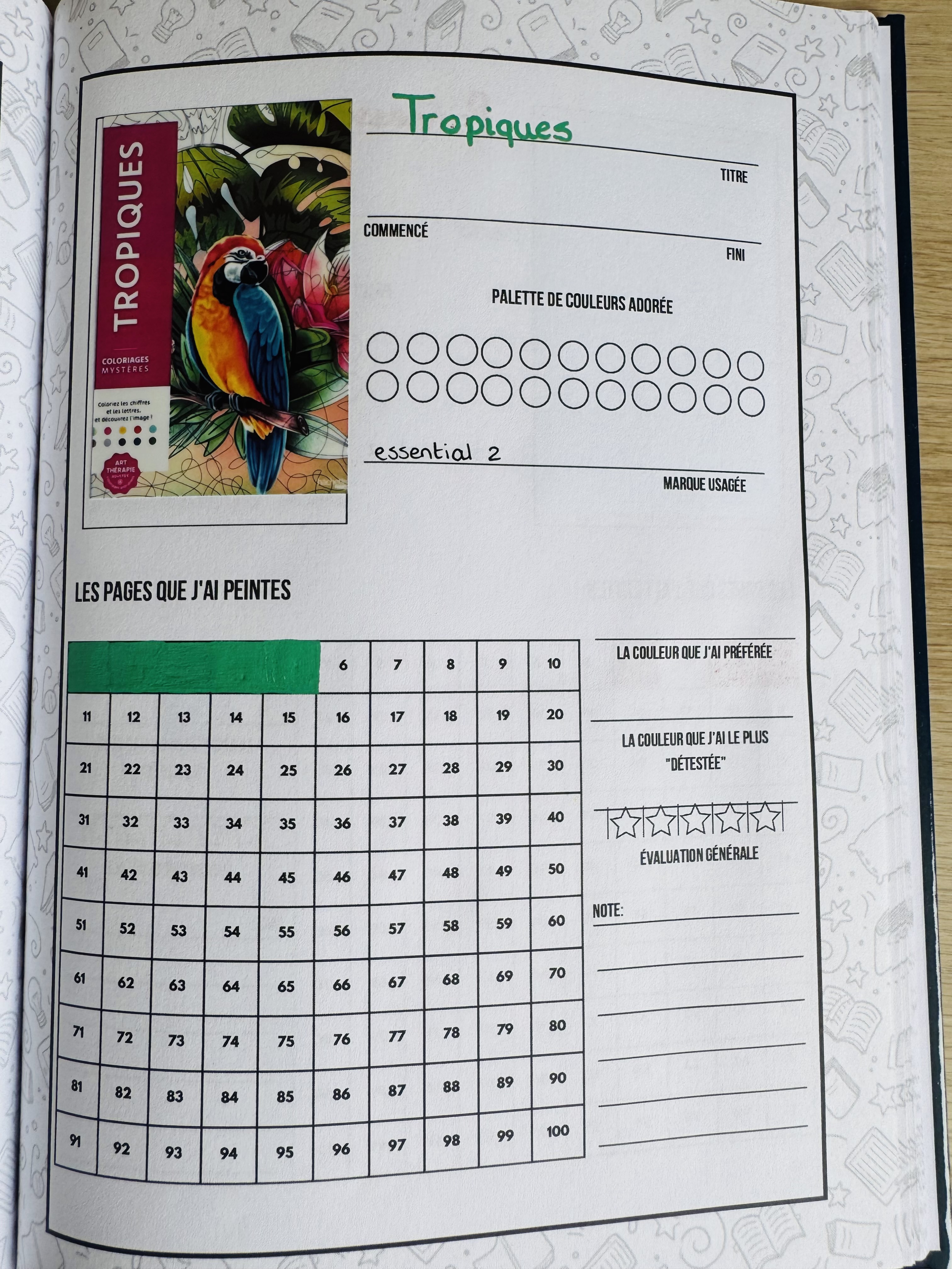 Nog een pagina met voortgang kleurboek uit Color Tracker Journal