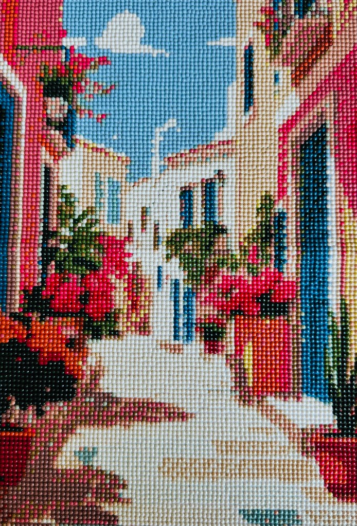 Diamond painting van zomerse steeg