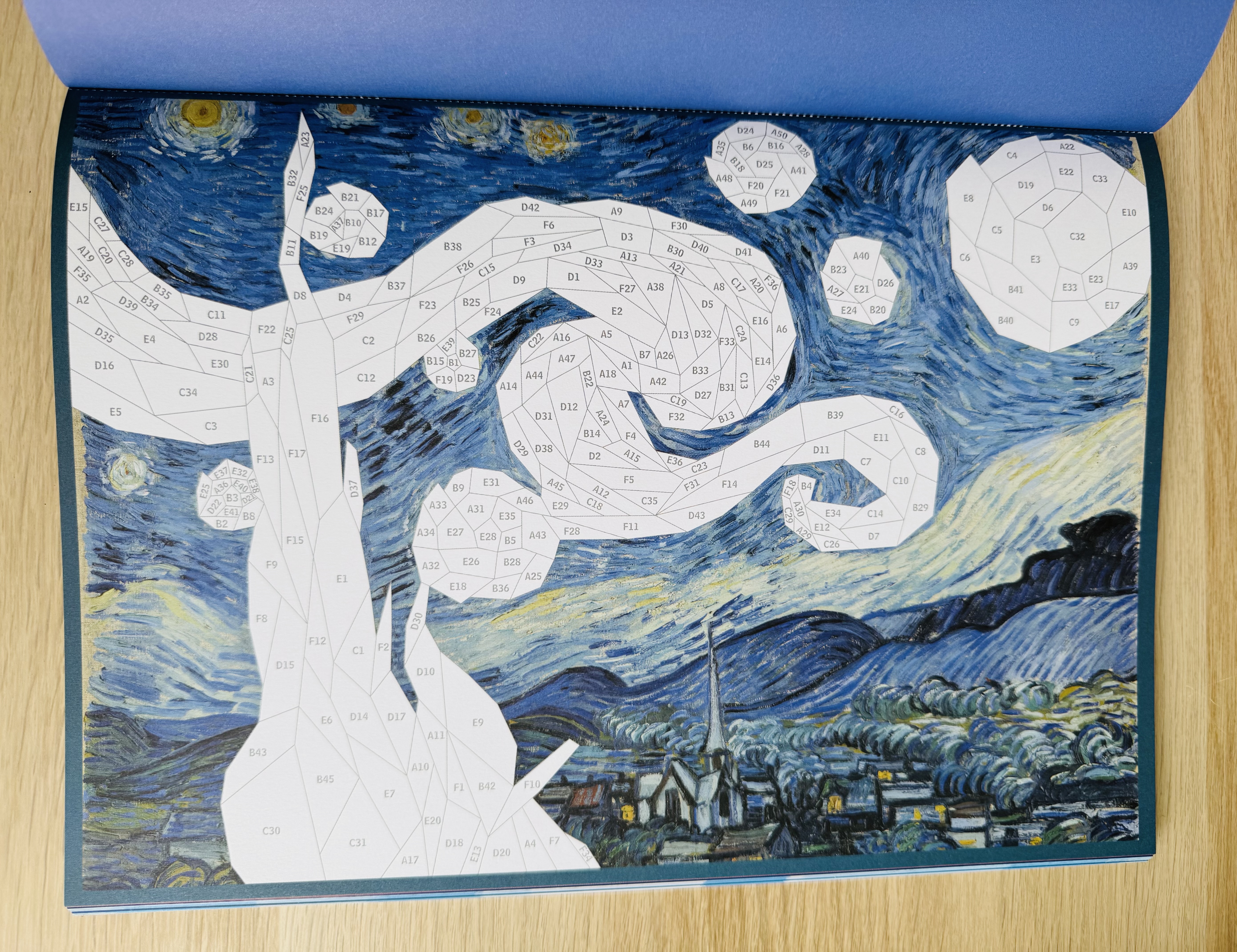 Voorbeeld van de Sterrennacht uit paint by sticker works of art