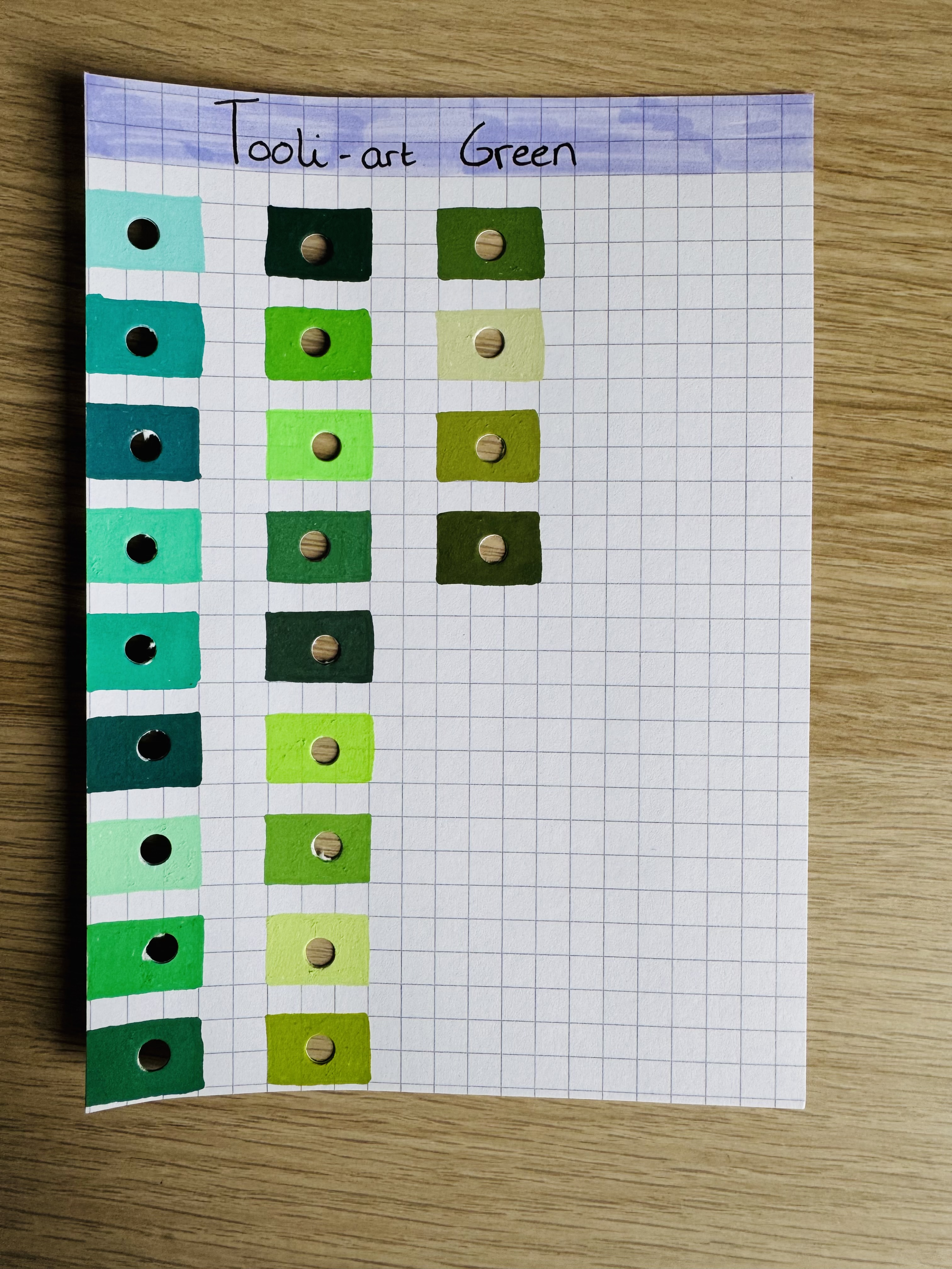 Kleurenkaart Tooli-Art Pro Green acrylmarkers