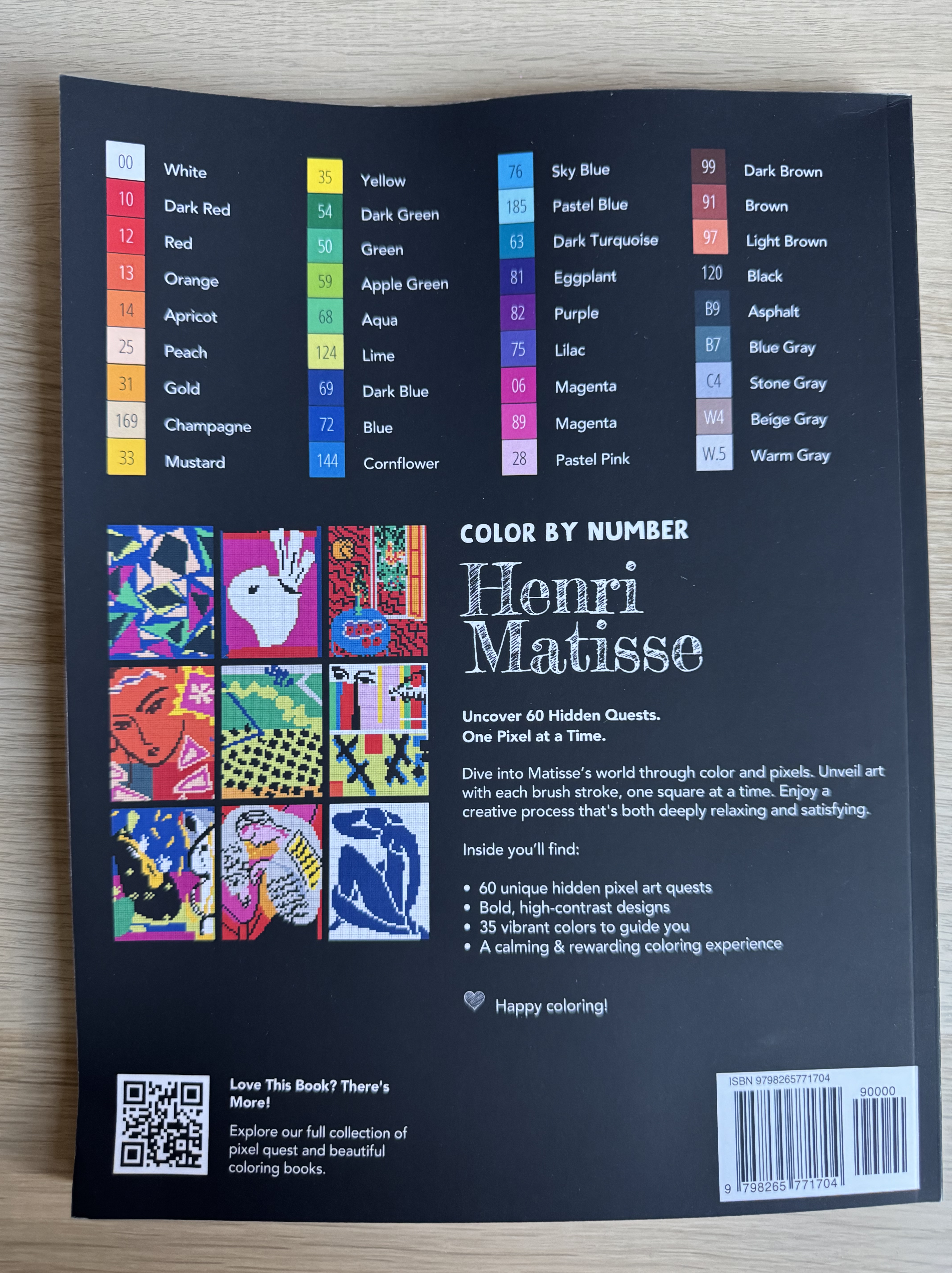 Achterkant van Matisse kleurboek