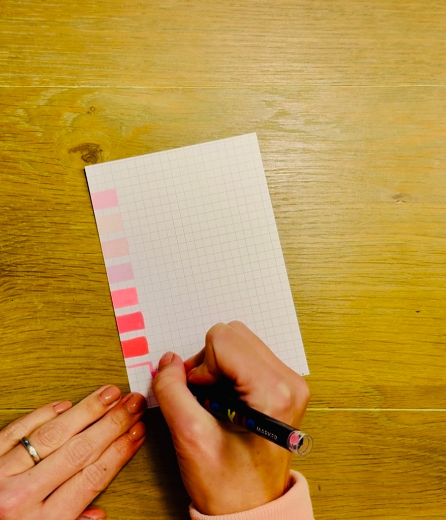 Kleuren van rechthoekjes op indexkaarten