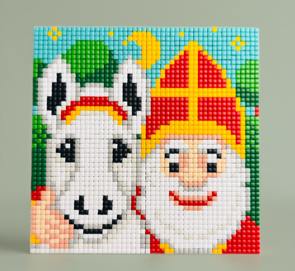Het Pixelhobby schilderij Sinterklaas met paard af