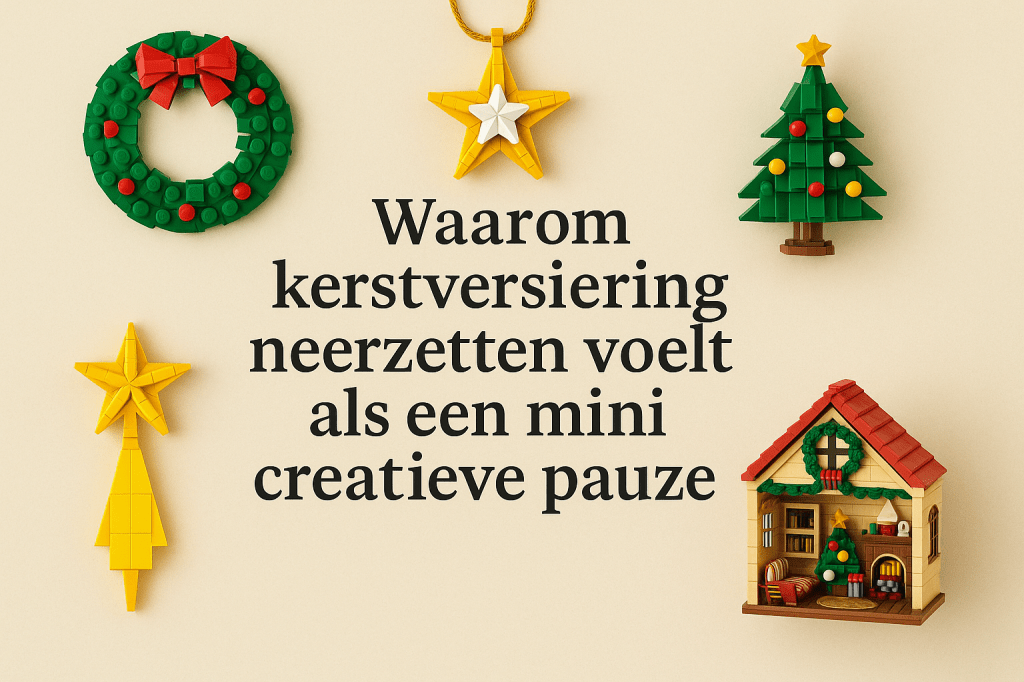 Kerstversiering van Lego en minihuisjes