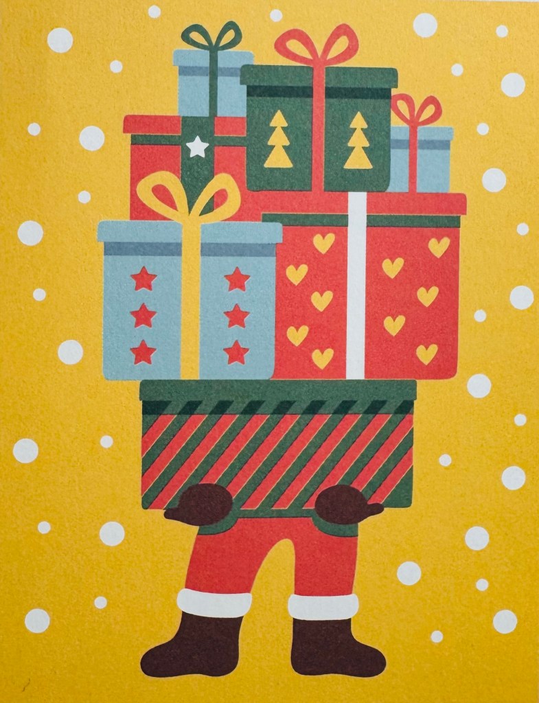 Kleurplaat kerstman met cadeaus