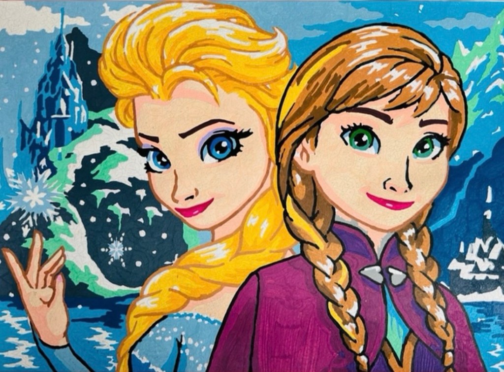Kleurplaat van Anna en Elsa