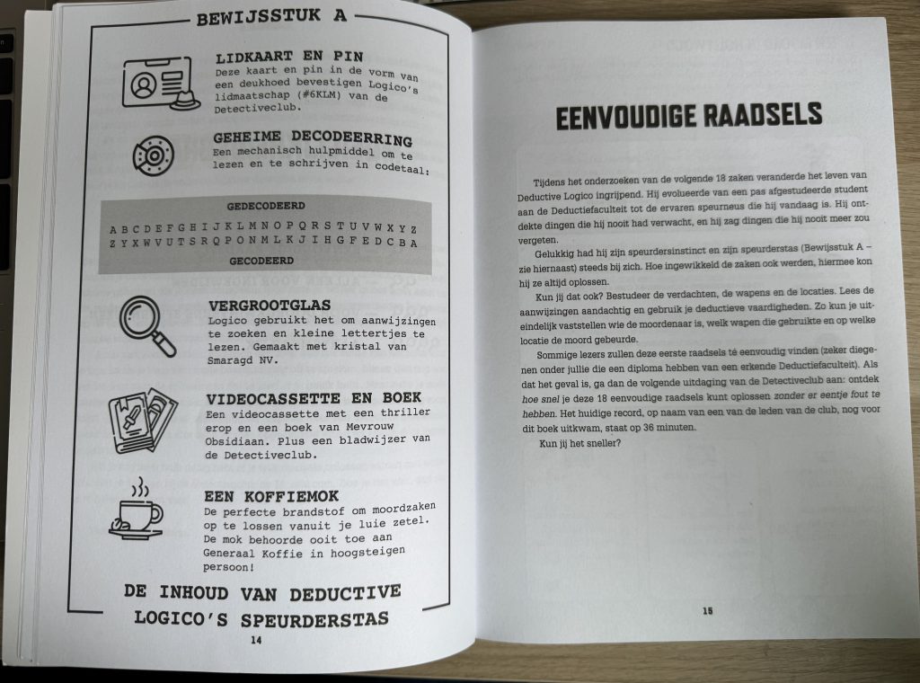 Uitlegpagina uit het Murdle boek