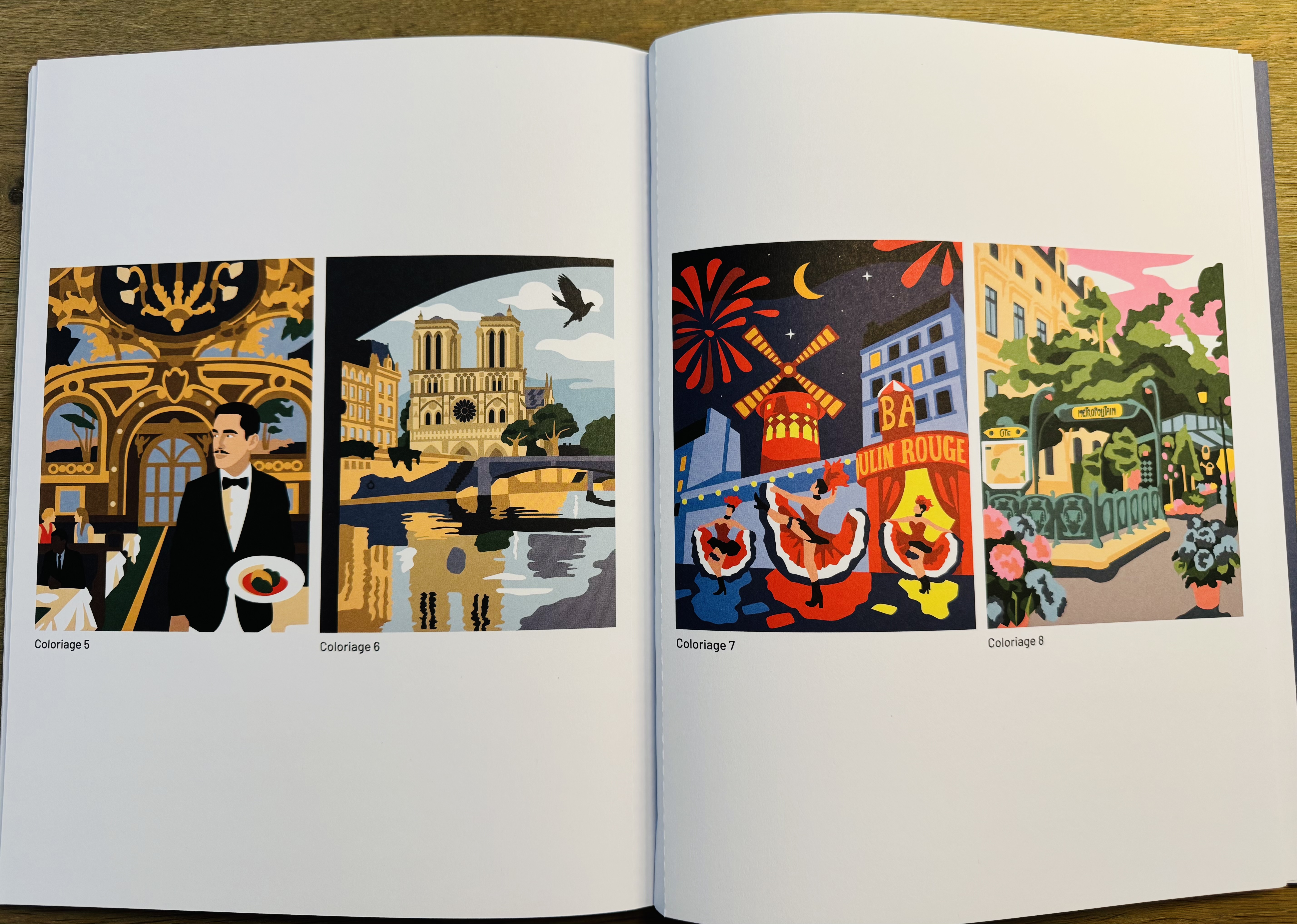 4 voorbeelden van kleurplaten uit het boek