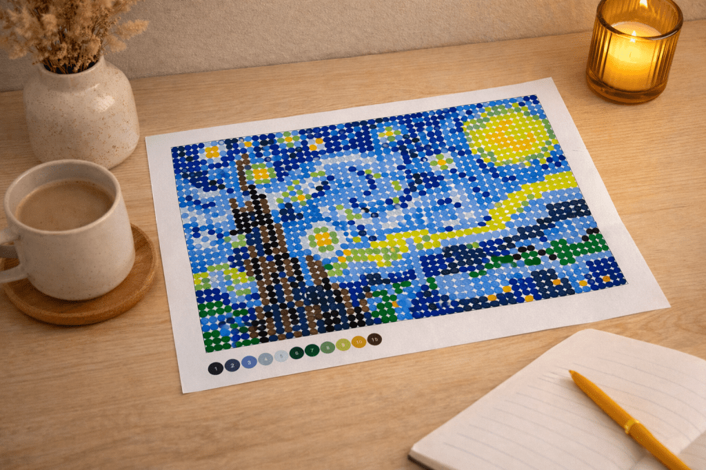 Kleurplaat van de Sterrennacht