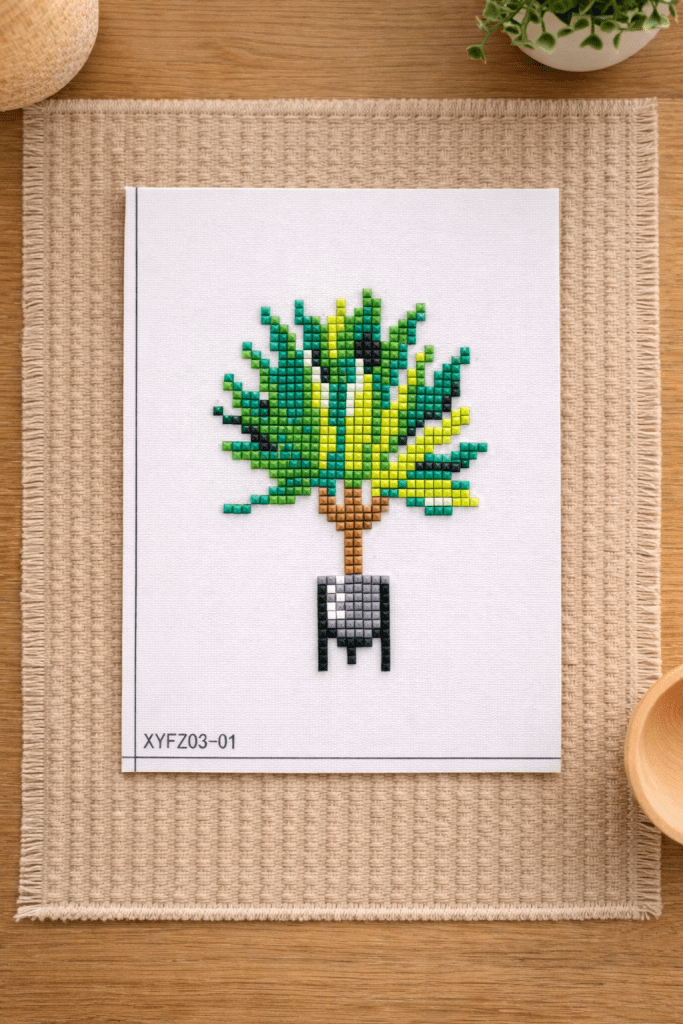 Mini diamond painting van een plant