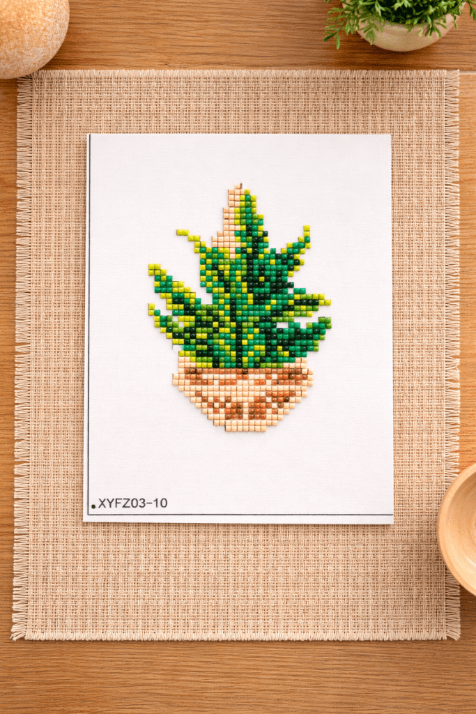 Diamond painting van een plant in pot