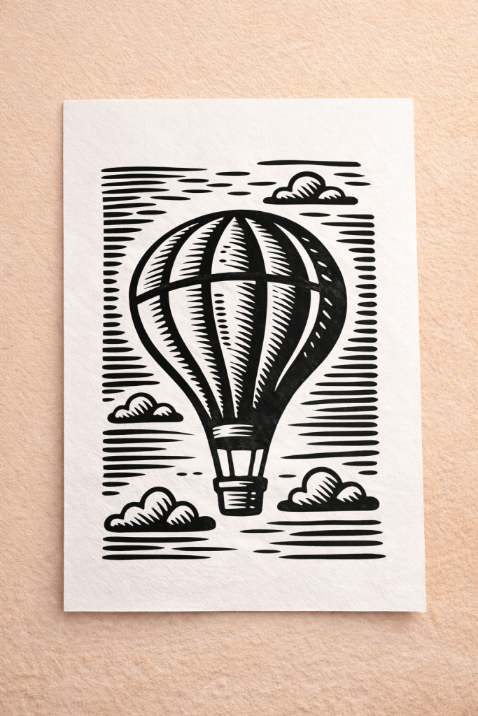 Kleurplaat van een luchtballon