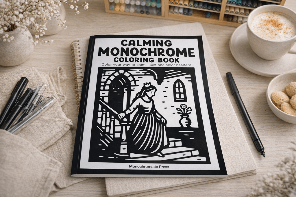 Even rustig in één kleur: mijn ervaring met het calming monochrome&nbsp;kleurboek