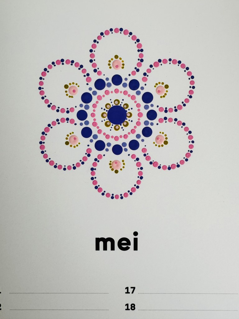 Kalender van mei met de kleuren die ik heb gekozen