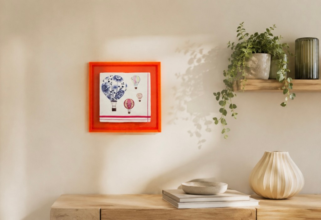 Het mini schilderijtje van Ateljee aan de muur