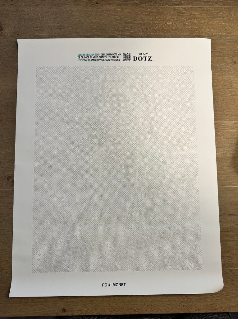 De Monet dotpainting nog ongekleurd