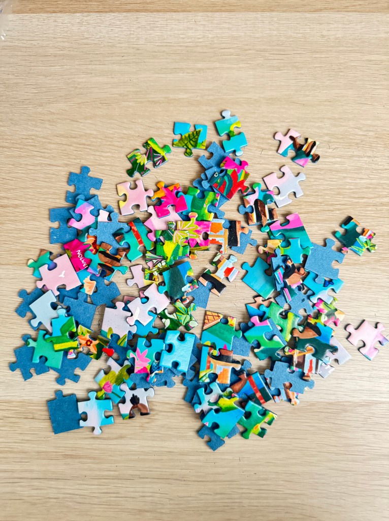 De puzzelstukjes op een hoopje