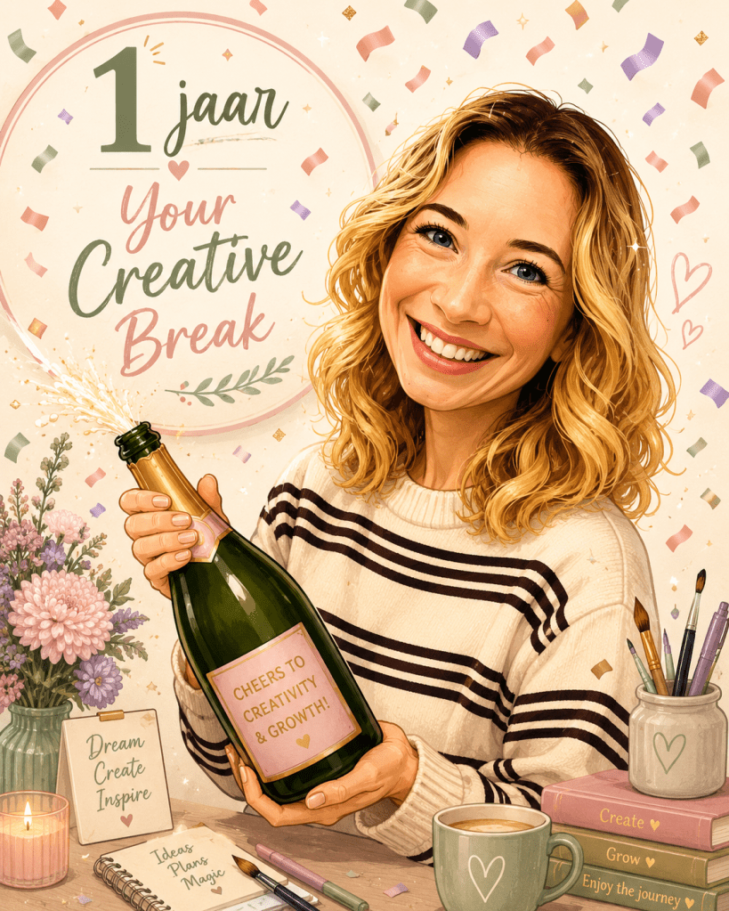 Karikatuur van Priscilla met een champagnefles