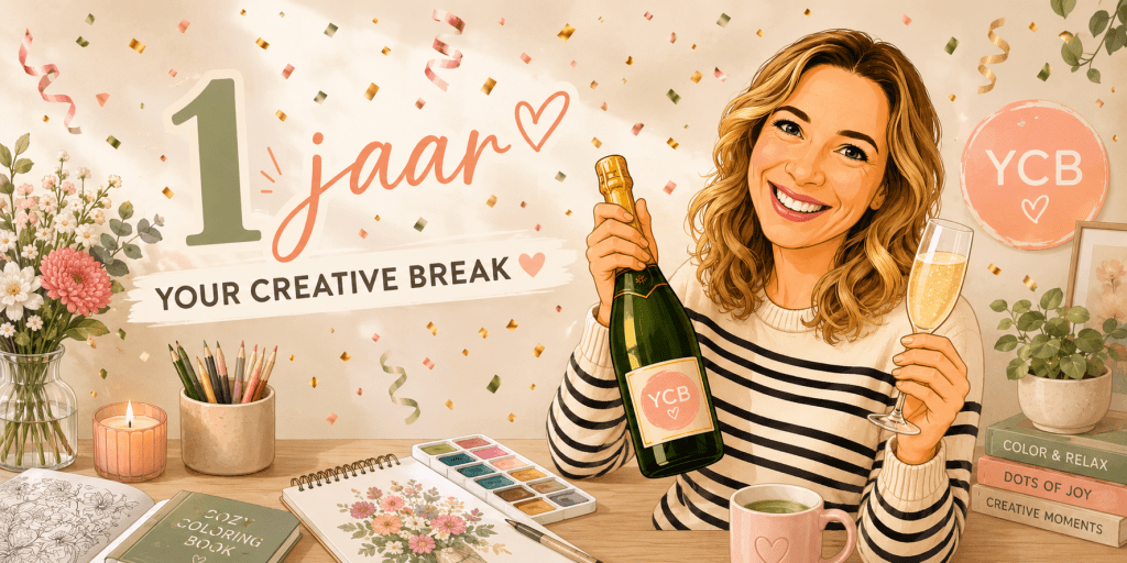 Een karikatuur van Priscilla met 1 jaar Your Creative Break