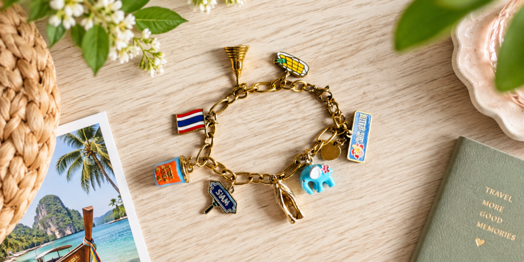 Een bedelarmband met Thaise bedeltjes