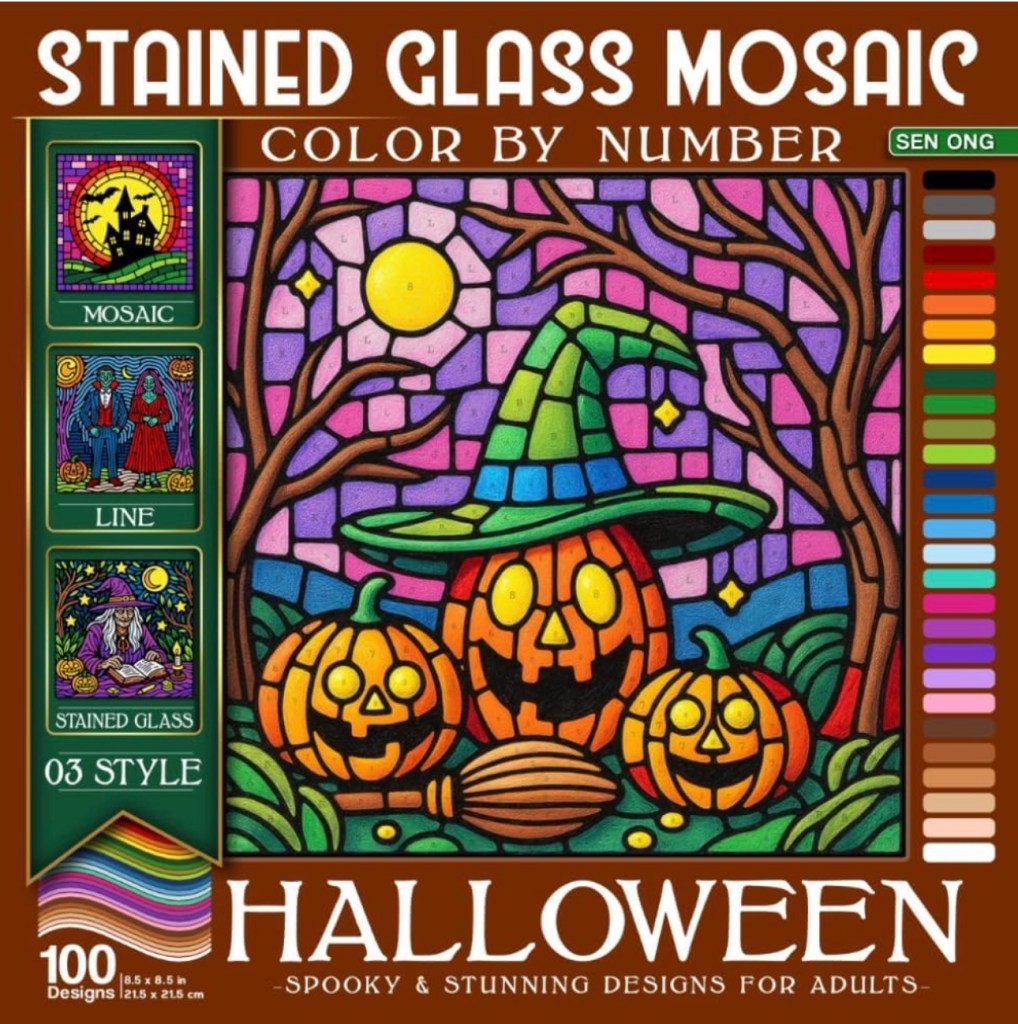 Kleurboek Stained Glass Mosaic Halloween