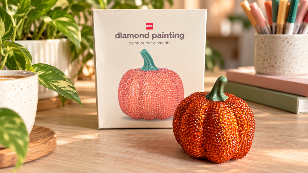 De diamond painting pompoen van de HEMA